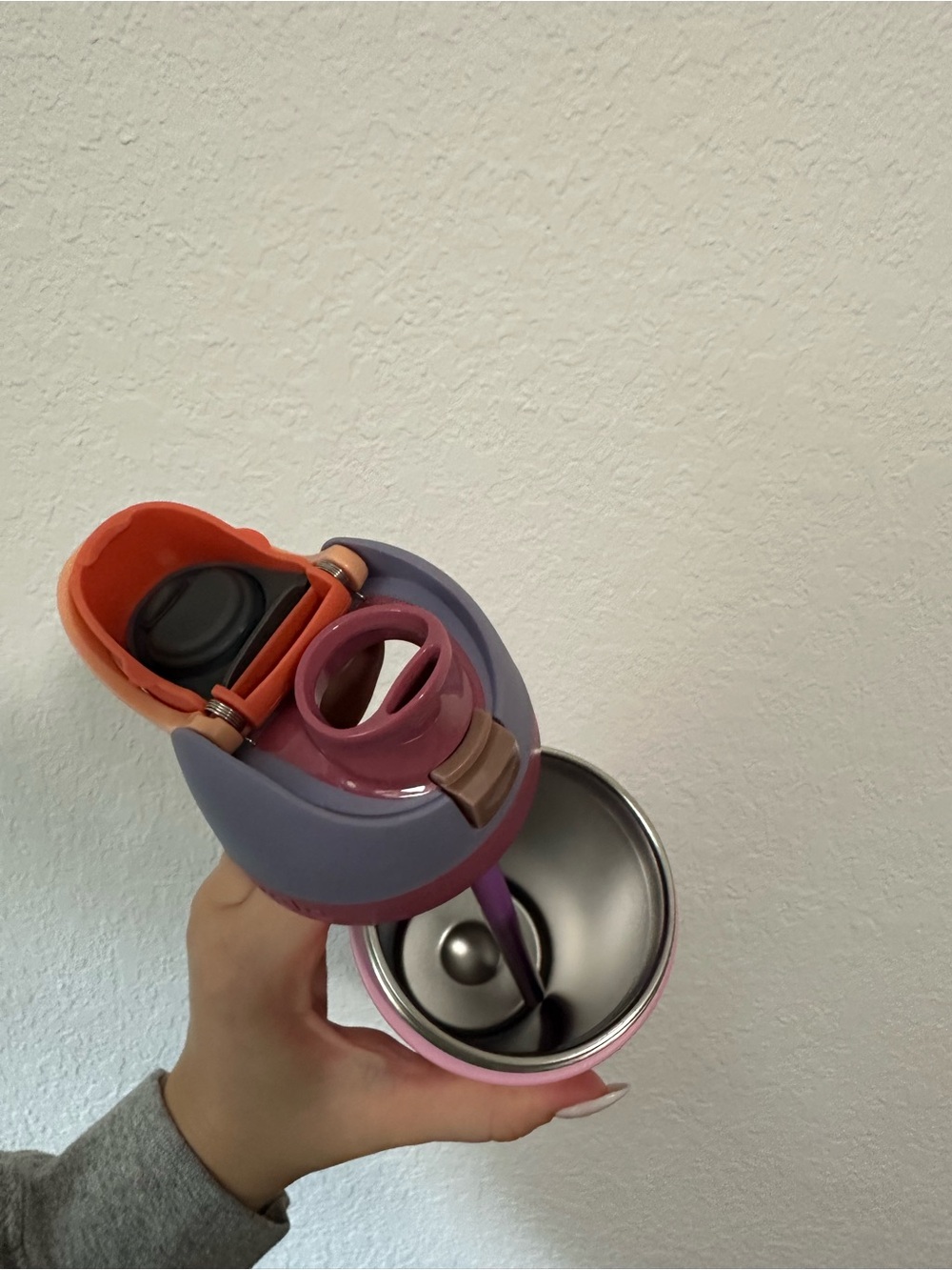 Owala 24oz Pink Insulated Water Bottle with Orange Handle - Picture 5 of 5